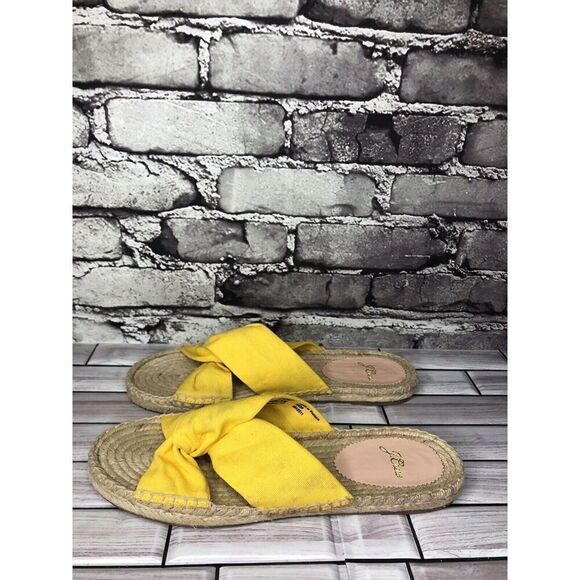 J. Crew Yellow Twisted Canvas Fabric Slide Espadrilles Sandals Women 9M US/40EU - Picture 10 of 16